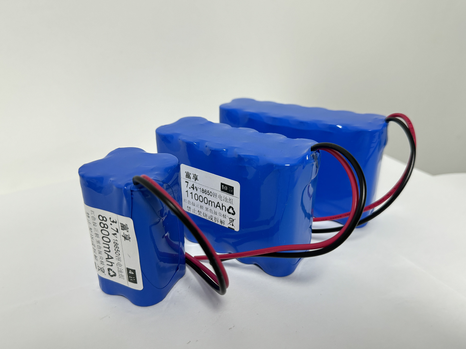 Custom battery packs in several capacities, ready for testing